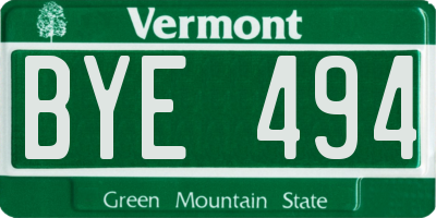 VT license plate BYE494