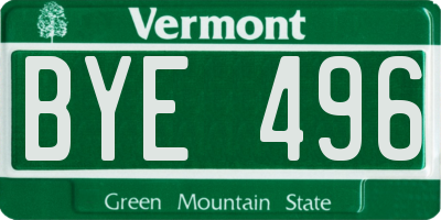 VT license plate BYE496