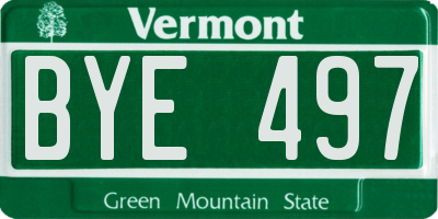VT license plate BYE497