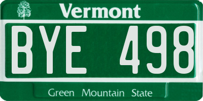 VT license plate BYE498