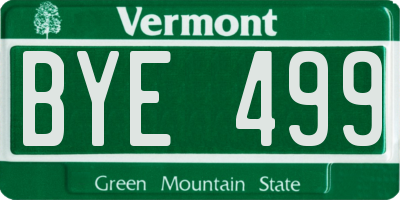 VT license plate BYE499