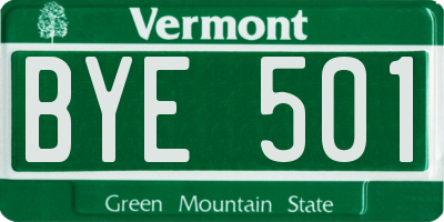 VT license plate BYE501
