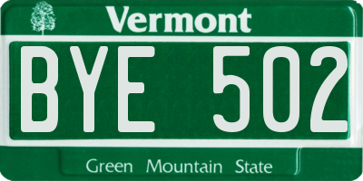 VT license plate BYE502