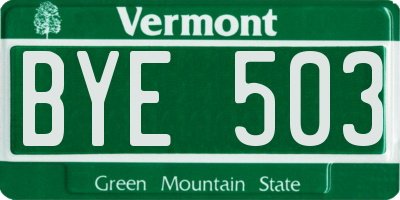VT license plate BYE503