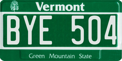 VT license plate BYE504