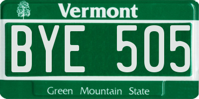 VT license plate BYE505