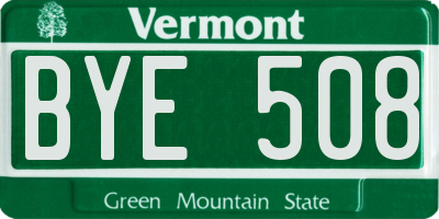 VT license plate BYE508
