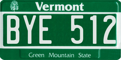 VT license plate BYE512