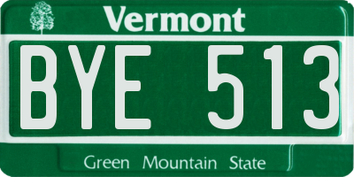 VT license plate BYE513