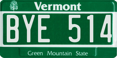 VT license plate BYE514