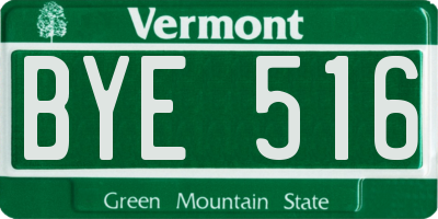 VT license plate BYE516