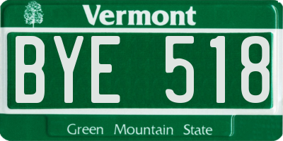VT license plate BYE518