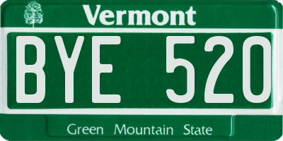 VT license plate BYE520