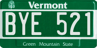 VT license plate BYE521
