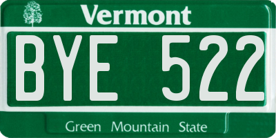 VT license plate BYE522