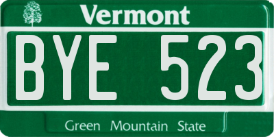 VT license plate BYE523