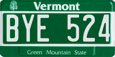 VT license plate BYE524