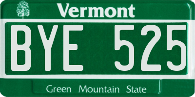 VT license plate BYE525
