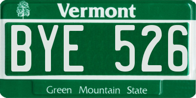 VT license plate BYE526