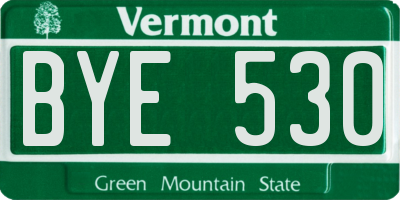 VT license plate BYE530