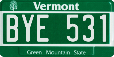 VT license plate BYE531