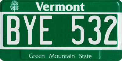 VT license plate BYE532