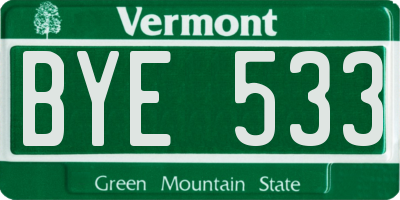 VT license plate BYE533