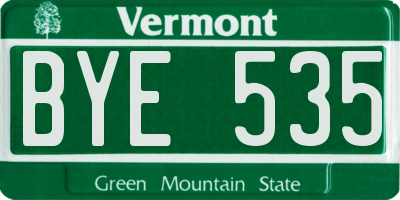 VT license plate BYE535