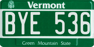 VT license plate BYE536