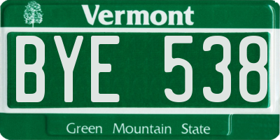VT license plate BYE538