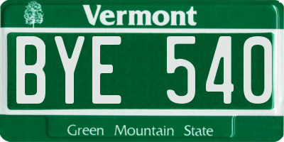 VT license plate BYE540