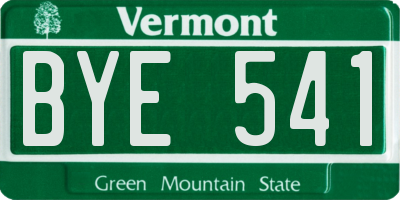 VT license plate BYE541