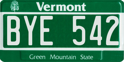 VT license plate BYE542