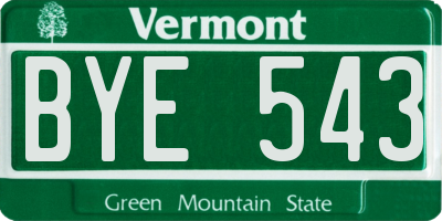 VT license plate BYE543