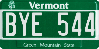 VT license plate BYE544