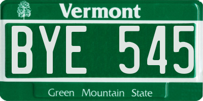 VT license plate BYE545