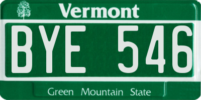 VT license plate BYE546