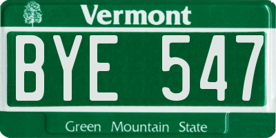 VT license plate BYE547