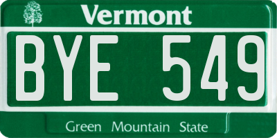 VT license plate BYE549