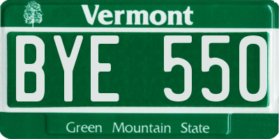 VT license plate BYE550