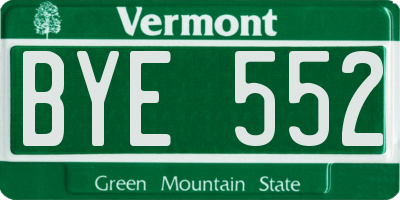 VT license plate BYE552