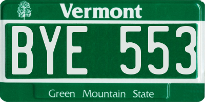 VT license plate BYE553