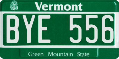 VT license plate BYE556