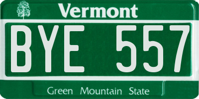VT license plate BYE557