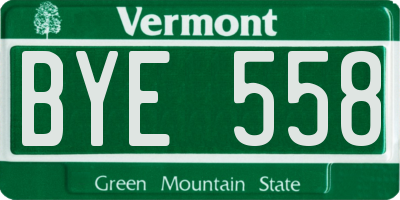 VT license plate BYE558