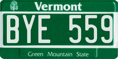 VT license plate BYE559