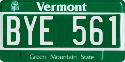 VT license plate BYE561