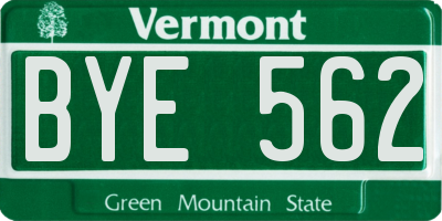 VT license plate BYE562