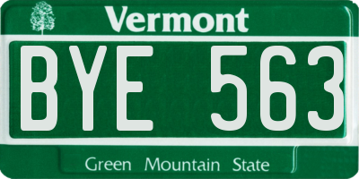 VT license plate BYE563