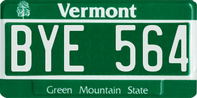 VT license plate BYE564